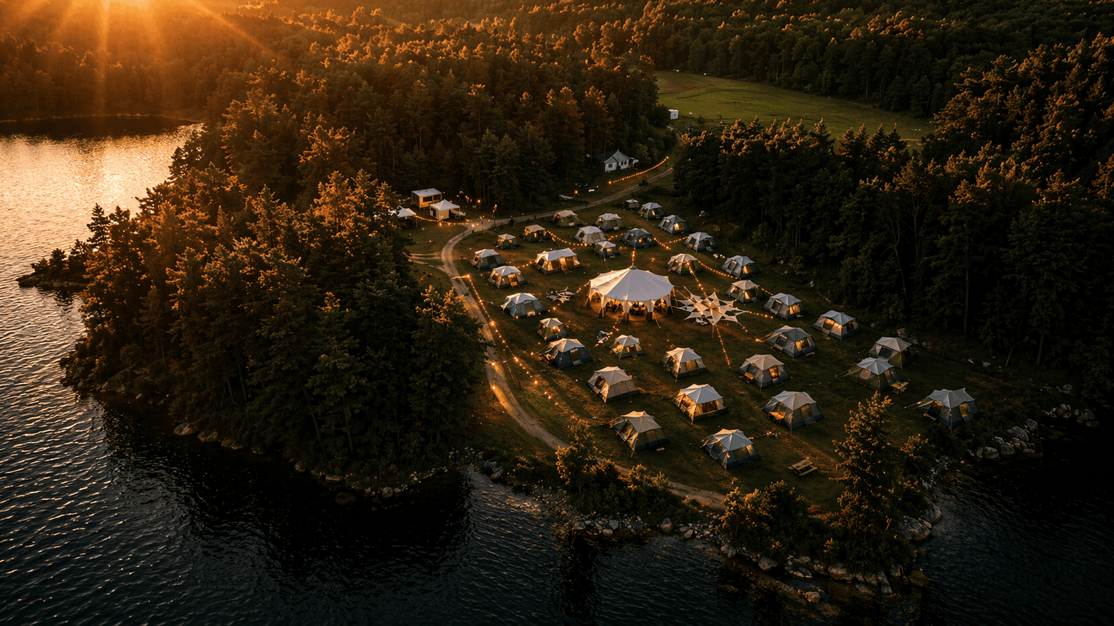 Vue aérienne village Bivouac Underground